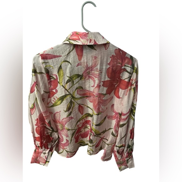 Zara Floral Button Down Shirt Size XS - Picture 4 of 8